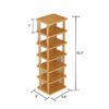 CinYana Bamboo Vertical Shoe Rack for Entryway,Narrow Shoe Rack Stackable,Minimalist Shoe Storage,7 Tier Standing Shoe Organizer for Garage Corne