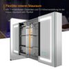 Quavikey® Bathroom Mirror Cabinet with Lights and Shaver Socket 2 Doors Grey Medicine Cabinet Wall Mounted with Shelf 3 Color Strip Lights and De