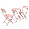 Sijux Indoor/Outdoor 3Pc Metal Folding Set, Foldable Table And Chairs, Thicken 2 Chairs And 1 Table Cafe Garden Dining Set Folding Outdoor Tables