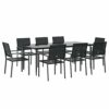 vidaXL Garden Dining Set 9 Piece, Table and Chairs for Patio, Outdoor Lounge Set for Dinner, Dinner Table Set, Modern Style, Poly Rattan and Stee