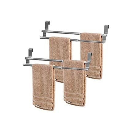 HONPHIER 2 PACK Cabinet Towel Rails Adjustable Over Door Towel Rack Sink Towel Holder Stainless Steel Tea Towel Rail Kitchen Bathroom Towel Rack