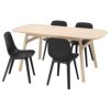 Ikea ODGER/VOXLÖV table and 4 chairs, 180x90 cm, bamboo/anthracite