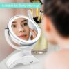 Auxmir 1X / 10X Magnifying Makeup Mirror With Light, Double Sided Rechargeable Mirror with Adjustable Brightness, 360° Rotation Cosmetic Mirror f