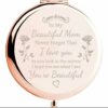 Compact Mirror for Her Inspirational Gifts for Women Friends Engraved Makeup Mirror for Her (Rose Gold)