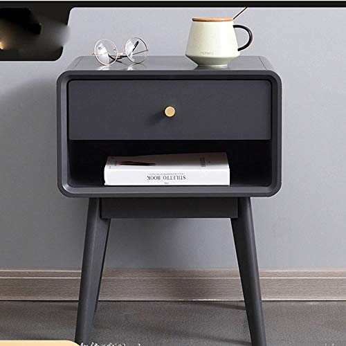 JYDQM Nordic All Solid Wood Bedroom Bedside Table Home Log Bed Simple Storage Cabinet Walnut Color