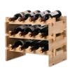 ZYZMH Classical DIY Wooden Wine Bottles Holder Wine Storage Rack Stand Storage Rack Bar Drinking Display Shelf Free Combination