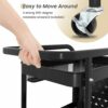Dripex Storage Trolley on Wheels, 3-tire Metal Kitchen Storage Utility Cart with 1 Removable Pegboards, 2 Baskets, 4 Hooks, Rolling Storage Troll