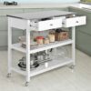 BHVXW Kitchen Storage Serving Trolley Cart With Stainless Steel Worktop Easy to Clean