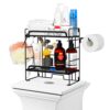 Tyzeqy Over The Toilet Storage,Go Over Above Behind Toilet Top Stands Rack Bathroom Space Saver Storage Cabinet Organizer Ladder Shelf Cabinet Bl