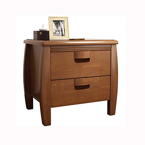 maozi Solid Wood Double Drawer Design Bedside Table, Mini Antique Simple Bedside Table