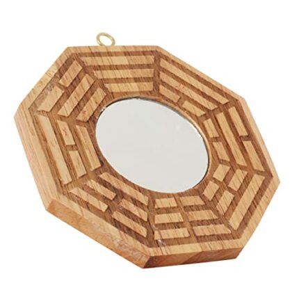 Scrying Mirror Bagua Mirror Wooden Concave Mirror Outdoor Door Pendant Bring Wealth Good Luck Decoration Feng Shui Bagua Compass