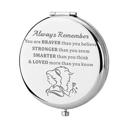 KEYCHIN Beauty Fairy Movie Pocket Mirror Princess Belle Fans Gifts Always Remember You are Braver Stronger Smarter Than You Think Compact Makeup