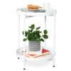 FUNME Folding End Table 2-Tier Metal Round Side Table with Removable Tray for Living Room (Yellow)