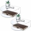 Barydat 2 Pcs Modern Acrylic Floating Nightstand Clear Floating Side Tables Bedroom Set of 2 Sturdy Floating Bedside Table Durable Wall Mounted S