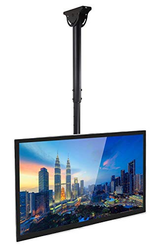 Mount-It! TV Ceiling Mount Bracket, Adjustable Height Full Motion 360 Deg Rotation Tilting Swiveling for Flat Panel LCD LED OLED Plasma TVs, Fits