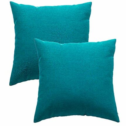 2 Pack Outdoor Waterproof Throw Pillow Covers, Garden Cushion Covers 18x18 Inches Blue Cushion Cases Garden Pillowcases Decorative Water Resistan