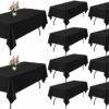 10 Pack Black Disposable Plastic Tablecloths,Plastic Rectangle Tablecloth Tablecloths 54 Inch x 108 Inch Party Table Cover for Picnic BBQ,Wedding