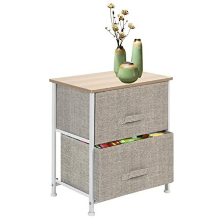 FGHOEV Nordic 2 Drawers Nightstand Bedside Dresser Jewelry Box Makeup Storage Box Cabinet Container Drawer Organizer Bedroom Furniture