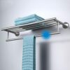HIGOH Towel Racks, Bathroom Towel Rack Wall Mounted Towel Holder,Stainless Steel Double-Layer Towel Rack,Wall-Mounted Mirror Light Double-Layer T