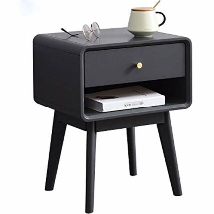 N/A Nordic All Solid Wood Bedroom Bedside Table Home Log Bed Simple Storage Cabinet Walnut Color