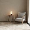 Round Side Table 100% Solid Wood Occasional Table Minimal Scandinavian End Table for Living Room Sofa Table (Whitewash Oak)