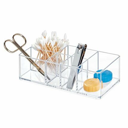 iDesign Medicine Storage Box for Bathroom and Medicine Cabinet, Small Plastic Bathroom Storage with 7 Compartments, Practical Make Up Organiser f