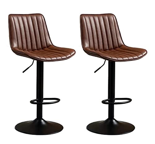 ADEADE Modern Bar Stools Set of 2 Counter Height Barstools with Backs Swivel Adjustable High Bar Chairs with Backrest PU Leather Swivel Bar Stool