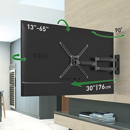 Barkan 76cm Long TV Wall Mount, 13-65 inch Full Motion Articulating - 4 Movement Flat/Curved Screen Bracket, Holds up to 36kg, Extremely Extendab