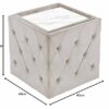 Inspire Me! Home Décor Genevieve Ottoman with Inset Faux Marble Tray Table Lid, Classy Sand Shell Soft Velvet, 43 x 43 x 43 cm, Glamorous Tufted