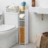 AOJEZOR Chrome Toilet Roll Holder for Small Space, Behind Toilet Storage for Restroom Cabinet, with Toilet Paper Holder Insert