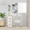 Saihemei Vanity Desk, Makeup Table with Mirror and Lights, Bedroom Table Vanity Set with 4 Drawers, 3 Lighting Modes Brightness Adjustable for Wo