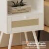 SUPERJARE Nightstands Set of 2, Bedside Tables with PE Rattan Drawers, Rattan Side Table with Storage & Solid Wood Feet, End Table for Bedroom, W