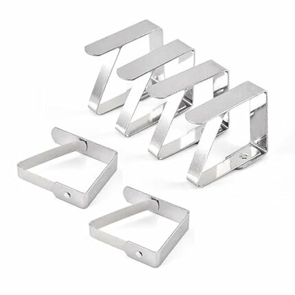 MUEEAD 6pcs Stainless Steel Tablecloth Clips, 8x7cm Tablecloth Holder, Tablecloth Hook, Flexible And Removable, Suitable For Garden, Kitchen, Res