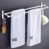 Towel Rack Wall-Mounted Towel Rail Double Rod With Hook Free Punching Bathroom Space Aluminum,for Kitchen Bathroom Toilet Hotel Office(Color:50cm