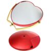 minkissy Heart Mirror Travel Makeup Mirror Rotatable Tabletop Mirror Double Sided Cosmetic Mirror with Base for Bedroom Bathroom Red