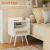 SUPERJARE Nightstands Set of 2, Bedside Tables with PE Rattan Drawers, Rattan Side Table with Storage & Solid Wood Feet, End Table for Bedroom, W