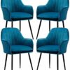 dining chair Kitchen Dining Room Furniture Chairs 4x Dining Chairs Kitchen Chair Velvet Corner Chairs with Ergonomic Armrests Backrest and Metal