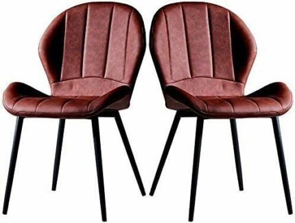 dining chair Kitchen Dining Room Furniture Chairs Retro Leather Dining Chairs with Metal Feet and Backrest PU Leather Seat Suitable for Kitchen,