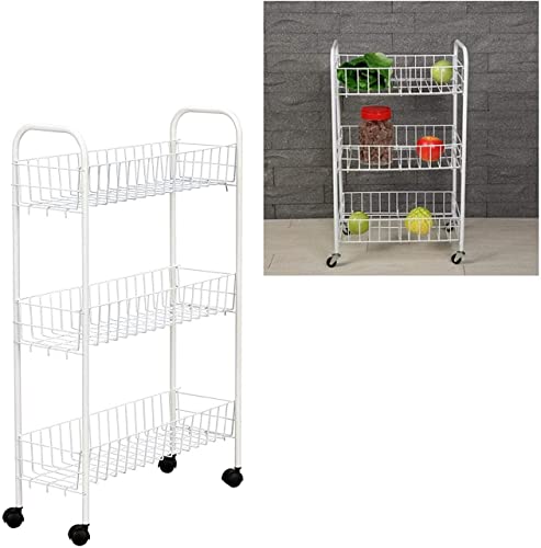 GREY LOOK 3 Tier White Fruit Vegetable Rack Storage Stand with Wheels CART Trolley Kitchen