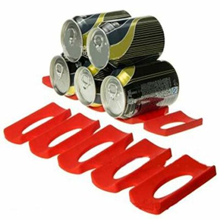 Fliyeong Refrigerator Bottle Storage Drink Bottles Beer Cans Overlap Holder Organizer Rack Silicone Mat Bar Tools Red Creative and Useful