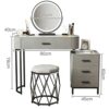 CZDYUF Glass Dressing Table with LED, Multifunctional Dressing Table, Home Bedroom Furniture (Color : D, Size : Light Grey)