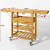 BHVXW Extendable Kitchen Trolley Cart with 2 Folding Hinged Side Boards Removable Tray