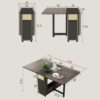 Folding Dining Table Set, Mobile Drop Leaf Dining Kitchen Table With 4 Chairs, Wood Simple Storage Table With 2 Wheels for Kitchen Dining Room Li