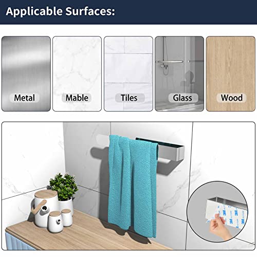Towel Rail No Drilling Bathroom Towel Rail Self-Adhesive Wall Mounted Towel Holder Made of 304 Brushed Stainless Steel for Bathroom & Kitchen, Ru