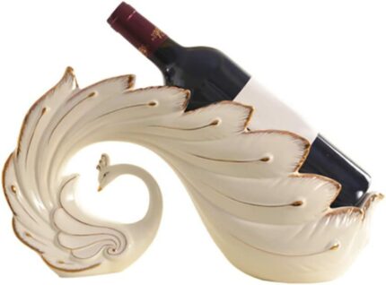 PIBM Fashion Creative Peacock Ceramic European Classical Ivory White Wine Cabinet Decorations Living Room Entrance Decoration Crafts Wine Rack J1