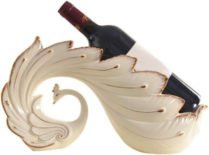 PIBM Fashion Creative Peacock Ceramic European Classical Ivory White Wine Cabinet Decorations Living Room Entrance Decoration Crafts Wine Rack J1