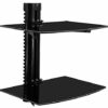 Mount-It! Floating Wall Mounted AV Entertainment Shelf for DVD Players, Cable Boxes, Audio, Gaming Systems, 3 Black Tempered Glass Height Adjusta