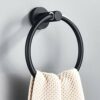 Stainless Steel Bathroom Towel Ring, Wall Mounted Bathroom Kitchen Towel Hanger Hand Towel Holder (Matte Black)