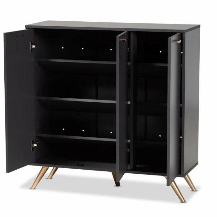 LUKEO Home Hallway Finished Wood 3-Door Shoe Cabinet Home Furniture Storage Cabinet
