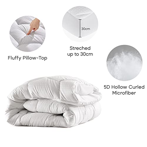 SONIVE Double Cotton Cover Mattress Pad Bedding Cover Quilted Fitted Mattress Protector Deep Poket 135x190x38cm, Breathable Cooling Down Alternat